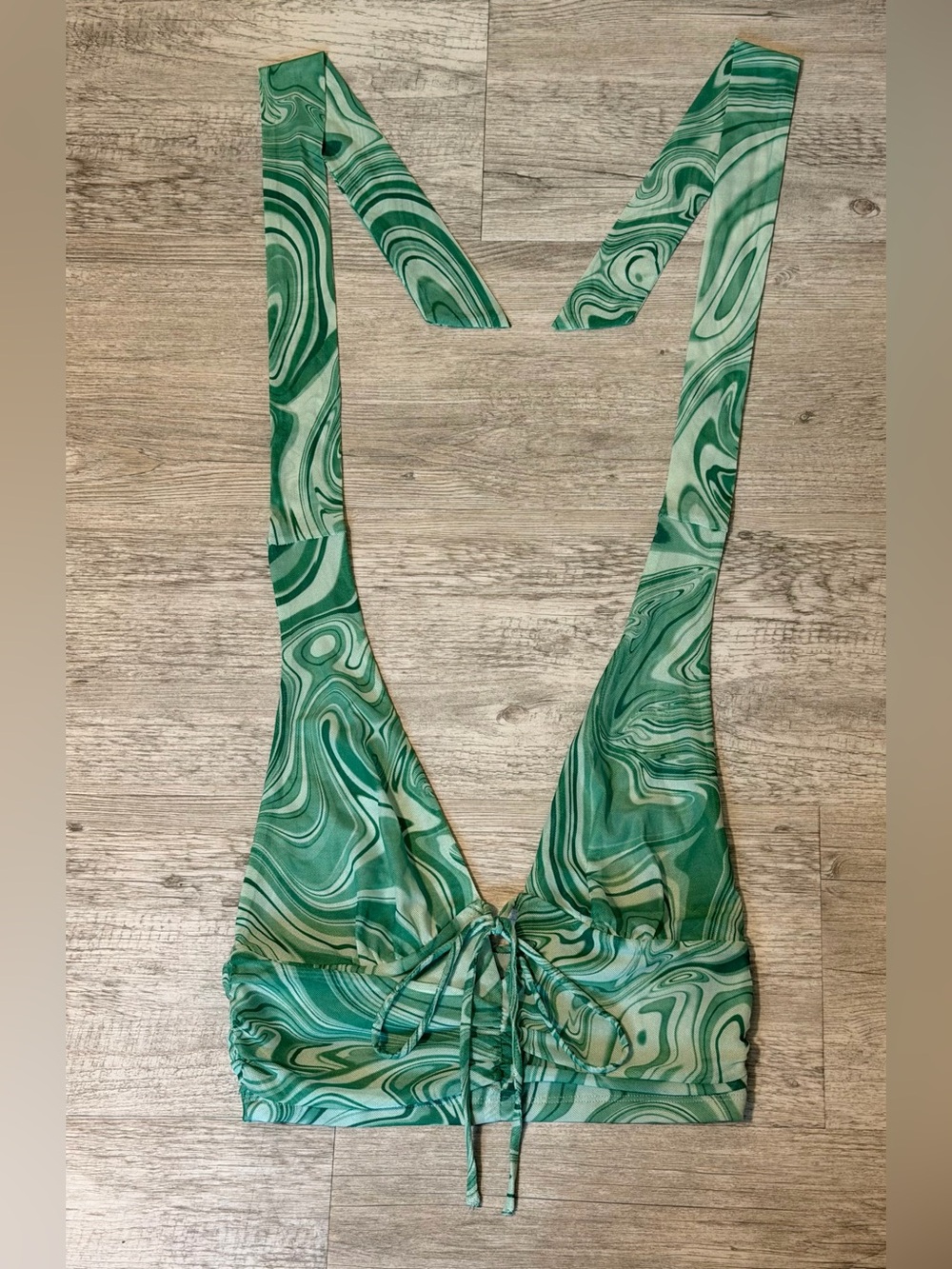 π Fashion Nova Green Marble Halter Crop Top π - Picture 1 of 8